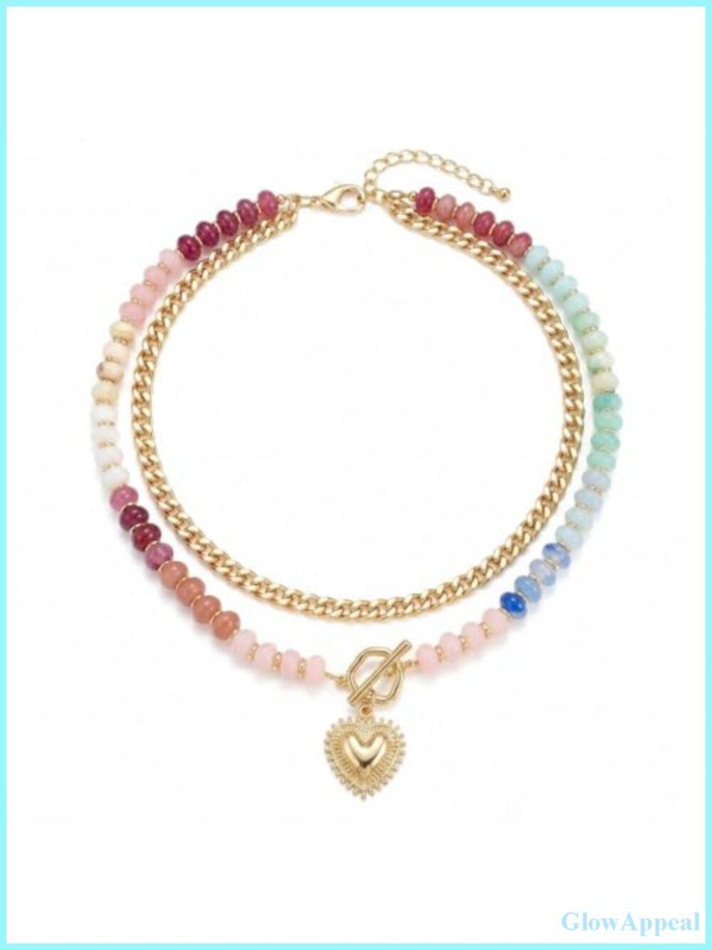 Gold Layered Beaded Pendant Necklace for Women Resin Bead Chain Choker